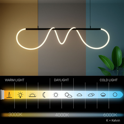 DIVINO Lustre LED avec Tube Flexible en Silicone - 24W, Lumière Orientable, Noir Mat