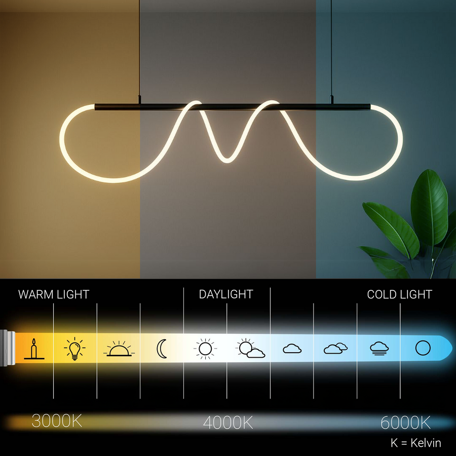 DIVINO Lustre LED avec Tube Flexible en Silicone - 24W, Lumière Orientable, Noir Mat