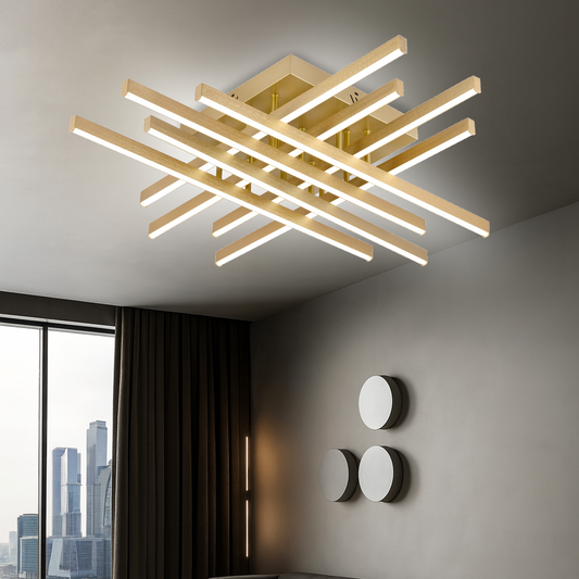 Lustre LED avec télécommande LINEX, 109W, lumière 3000K/4000K/6000K, variable, doré