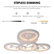 Lustre LED avec télécommande et cristal DAISY 53W, 4 éléments, Lumière Froide/Chaude/Neutre, Dimmable, Blanc