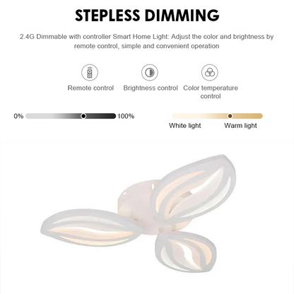 Lustre LED avec télécommande ORCHID 40W, 3 Pétales, Lumière Froide/Chaude/Neutre, Dimmable, Blanc