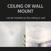 Lustre LED avec télécommande ORCHID 40W, 3 Pétales, Lumière Froide/Chaude/Neutre, Dimmable, Blanc