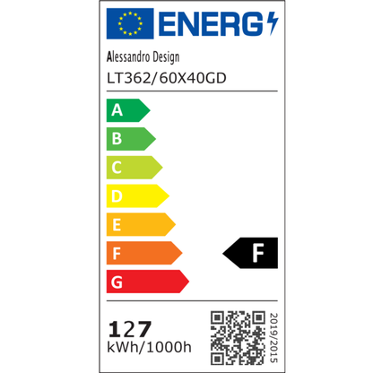 Lustre LED suspendu avec télécommande NIVALIS Duo 127W, Cercles 40x60cm, Lumière Froide/Chaude/Neutre, Dimmable, Hauteur Réglable, Doré