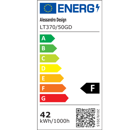 Lustre LED suspendu FAUSTO II, 42W, Lumière Froid/Chaud/Neutre, Hauteur réglable, Doré