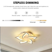 Lustre LED avec télécommande LOTUS 54W, 5 pétales, Lumière Froide/Chaude/Neutre, Dimmable, Blanc