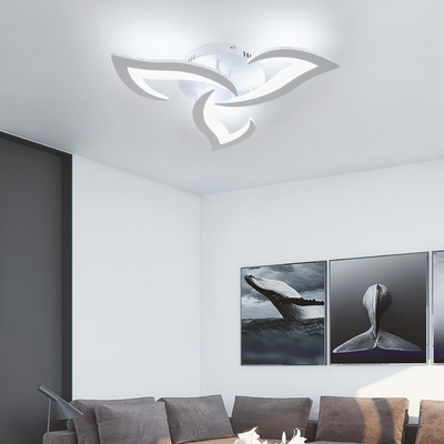 Lustre LED avec télécommande LOTUS 32W, 3 pétales, Lumière Froide/Chaude/Neutre, Dimmable, Blanc