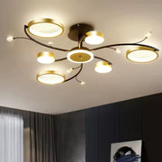 KARINA Lustre LED avec télécommande, 31 W, 6 éléments, lumière chaude/froide/neutre, variable, doré