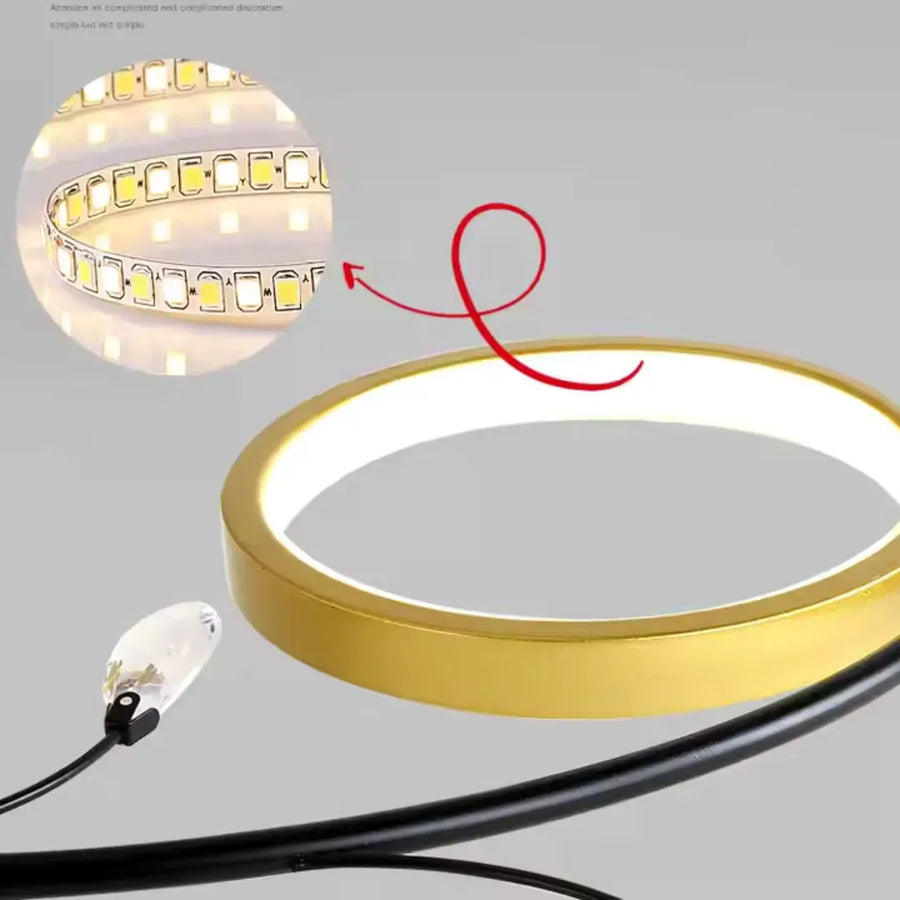 KARINA Lustre LED avec télécommande, 31 W, 6 éléments, lumière chaude/froide/neutre, variable, doré