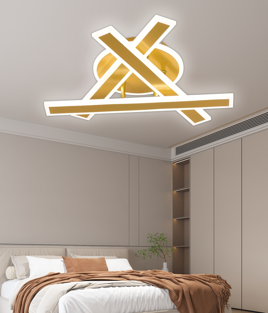 Lustre LED avec télécommande LT755/3GD, 62,2W, 40*5,5*10, IP20, lumière froide/chaude/neutre, variable, or, fer, plexiglas