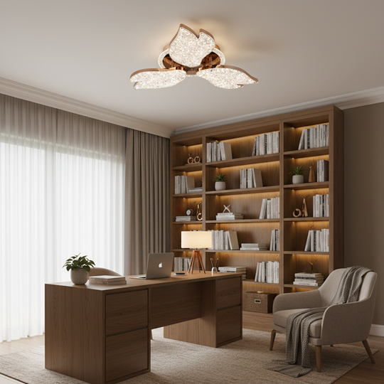 Lustre LED avec télécommande, 51W, lumière 3000K/4000K/6000K, variable, doré, métal et acrylique