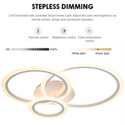 Lustre LED avec télécommande BETTY 40W, 3 Cercles, Lumière Froide/Chaude/Neutre, Dimmable, Blanc, Métal et Acrylique