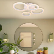 Lustre LED avec télécommande BETTY 43W, 4 Cercles, Lumière Froide/Chaude/Neutre, Dimmable, Blanc