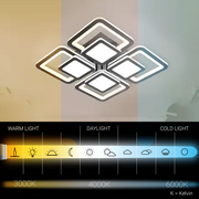 Lustre LED avec télécommande SUSAN 96W, 4 Carrés, Lumière Froide/Chaude/Neutre, Dimmable, Noir