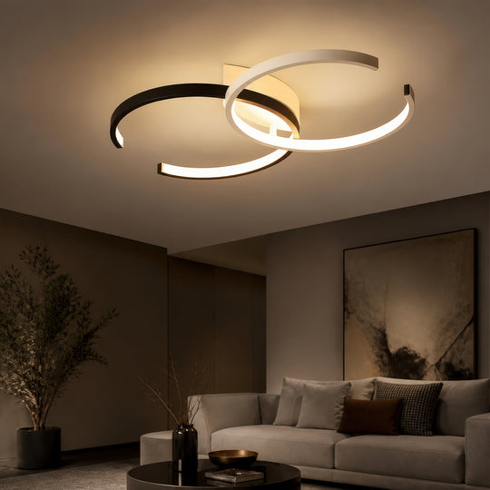 Lustre LED avec télécommande VECTOR SEMIARC 40W, 2 Éléments, Lumière Froide/Chaude/Neutre, Dimmable, Noir Blanc