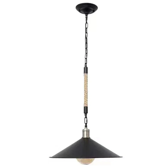 Lustre à cordes LV570/1BK, 1xE27, diamètre 26,5 cm, hauteur 11 cm, IP20, marron, noir, métal et ficelle, ampoules non incluses