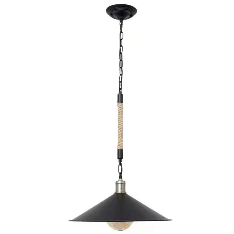 Lustre à cordes LV570/1BK, 1xE27, diamètre 26,5 cm, hauteur 11 cm, IP20, marron, noir, métal et ficelle, ampoules non incluses