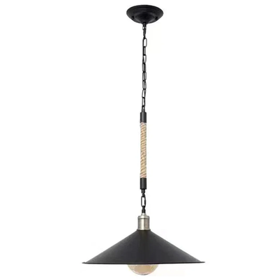 Lustre à cordes LV570/1BK, 1xE27, diamètre 26,5 cm, hauteur 11 cm, IP20, marron, noir, métal et ficelle, ampoules non incluses