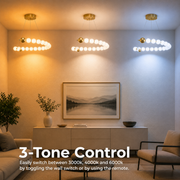 Aurelia Lustre suspendu LED en acrylique 41 W avec télécommande, variable, 3000 K/4000 K/6000 K, doré, métal et acrylique