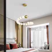 Lustre suspendu LED Aurelia 41 W en acrylique avec télécommande, variable, 3000 K/4000 K/6000 K, lustres LED dorés, en métal et acrylique avec télécommande Titre par défaut Alessandro Design