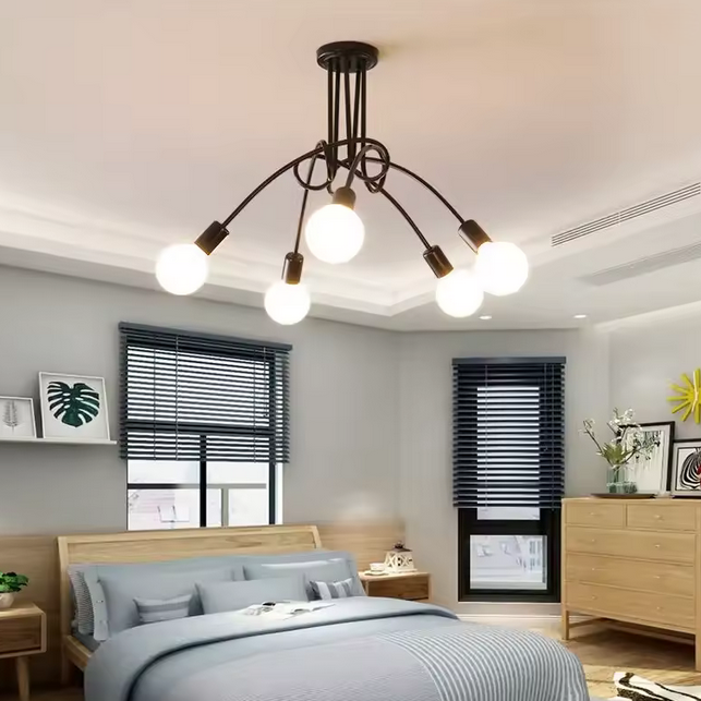 Lustra Modernist Penta 5, 5x E27, Negru, Design Modern Lustre Industrial Default Title Alessandro Design