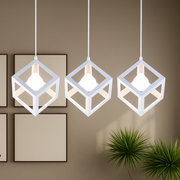 Lustre en forme de cube, STRUKTUR Linear Trio, 3x E27, Blanc, Métal