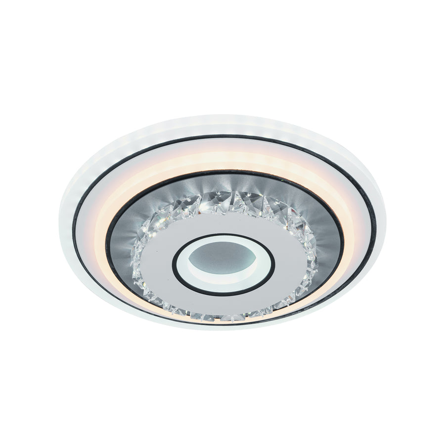 Lustre LED en cristal MITA 28W, Diamètre 20cm, Rond, Lumière Froide/Chaude/Neutre, Blanc