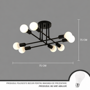 Lustre Octa moderniste classique, 8x E27, noir, design moderne, métal, sans abat-jour