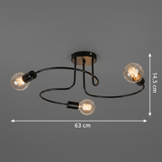 PEVEK Lustre Classique, 63cm, 3xE27, Aluminium, Noir