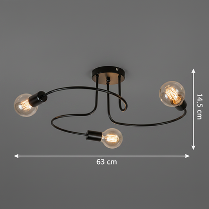 PEVEK Lustre Classique, 63cm, 3xE27, Aluminium, Noir