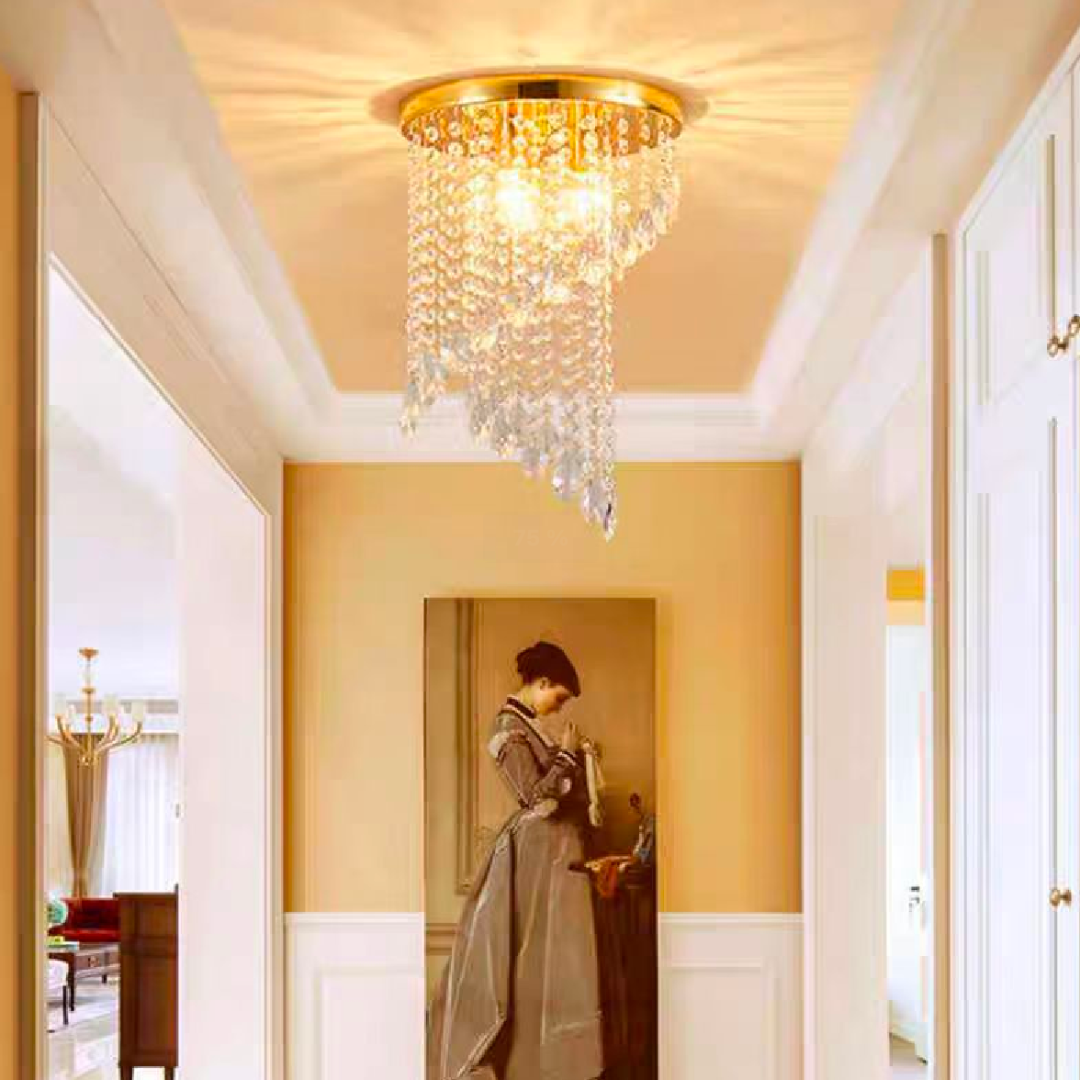 Lustre en cristal LINDERHOF Petito, diamètre 30 cm, 2xE14, lustres et cristaux LED dorés brillants Titre par défaut Alessandro Design