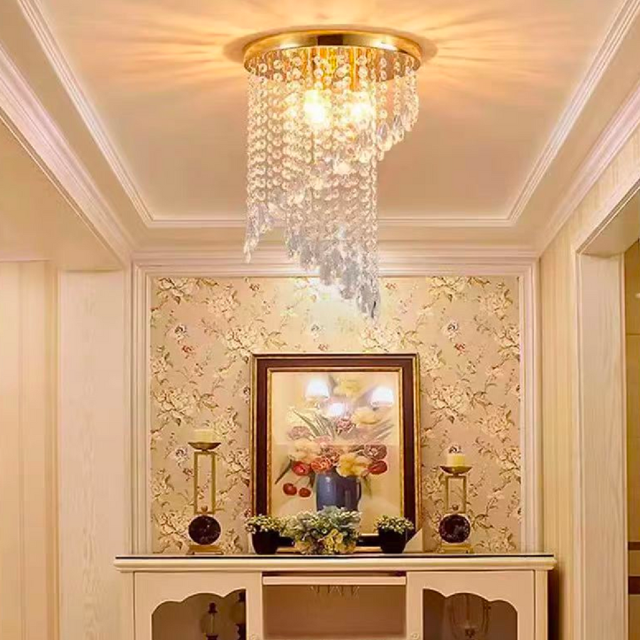 Lustre en cristal LINDERHOF Petito, diamètre 30 cm, 2xE14, lustres et cristaux LED dorés brillants Titre par défaut Alessandro Design