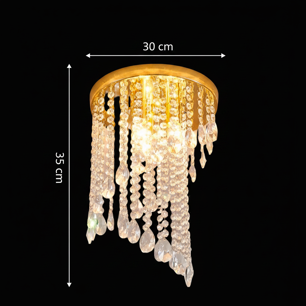 Lustre en cristal LINDERHOF Petito, diamètre 30 cm, 2xE14, lustres et cristaux LED dorés brillants Titre par défaut Alessandro Design