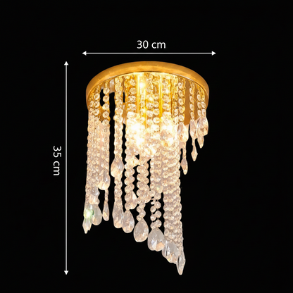 Lustre en cristal LINDERHOF Petito, diamètre 30 cm, 2xE14, lustres et cristaux LED dorés brillants Titre par défaut Alessandro Design