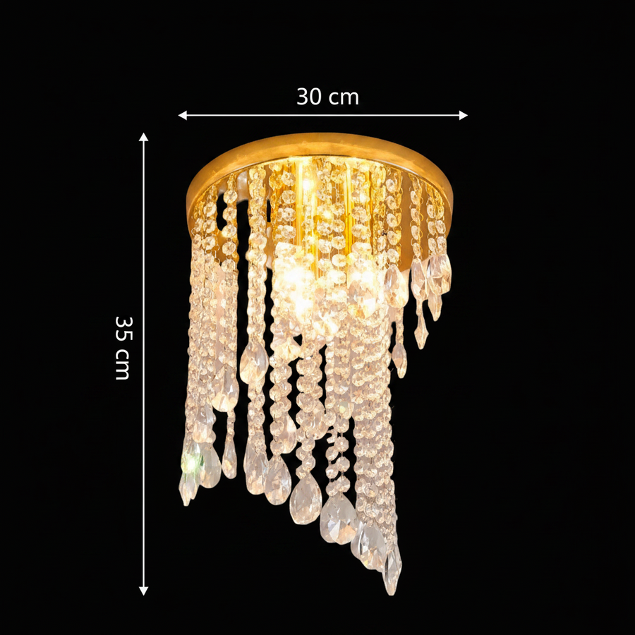 Lustre en cristal LINDERHOF Petito, diamètre 30 cm, 2xE14, lustres et cristaux LED dorés brillants Titre par défaut Alessandro Design