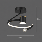 Lustre LED, 24W, 30x25cm, Lumière Froide/Chaude/Neutre, Noir