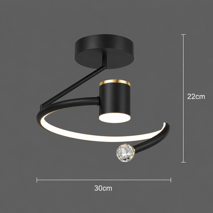 Lustre LED, 24W, 30x25cm, Lumière Froide/Chaude/Neutre, Noir