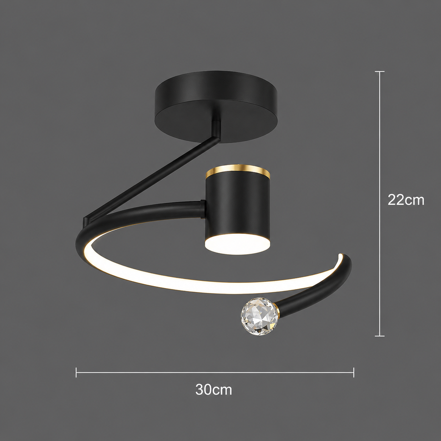 Lustre LED, 24W, 30x25cm, Lumière Froide/Chaude/Neutre, Noir