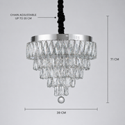 RIGO Lustre LED en Cristal avec télécommande Nobile Diamètre 39cm, Chrome Brillant, Hauteur Réglable, Métal et Cristal