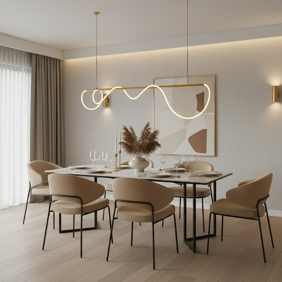 DIVINO Lustre LED avec Tube Flexible en Silicone – 62W, Lumière Orientable, Lustres Modernes Dorés Titre par Défaut Alessandro Design