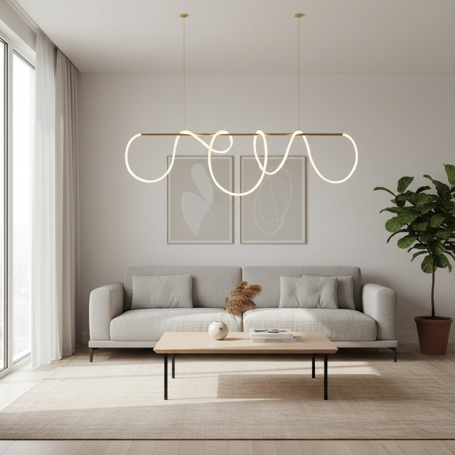 DIVINO Lustre LED avec Tube Flexible en Silicone - 62W, Lumière Réglable, Lustres Modernes Dorés Titre par Défaut Alessandro Design