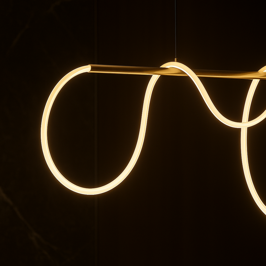 DIVINO Lustre LED avec Tube Flexible en Silicone – 62W, Lumière Orientable, Lustres Modernes Dorés Titre par Défaut Alessandro Design
