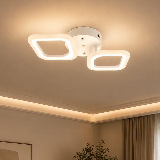 Lustre LED ERIKA 27W, 2 Carrés, Lumière Neutre, Blanc