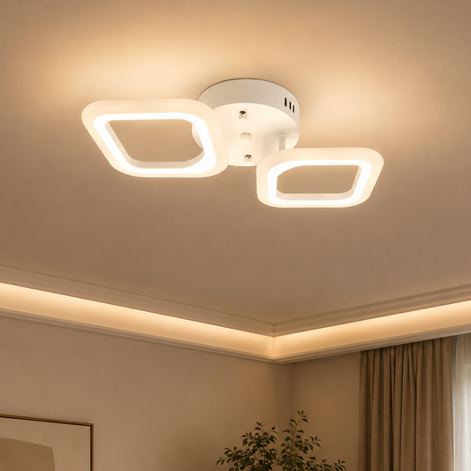 Lustre LED ERIKA 27W, 2 Carrés, Lumière Neutre, Blanc