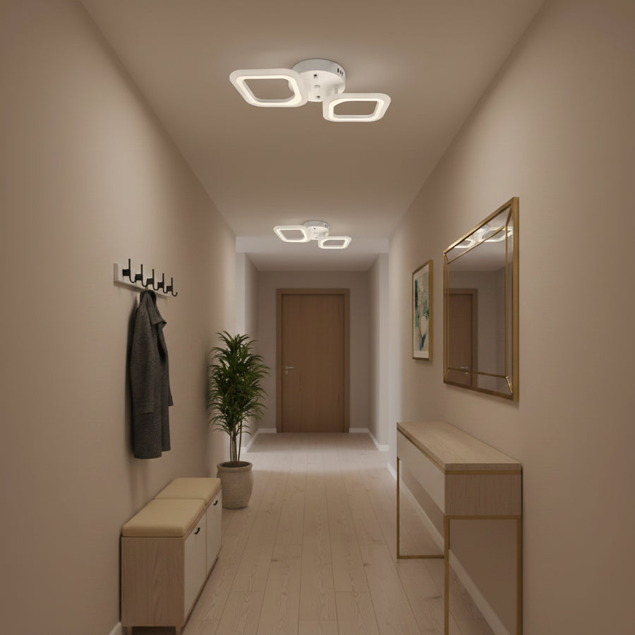 Lustre LED ERIKA 11W, 2 Carrés, Lumière Neutre, Blanc