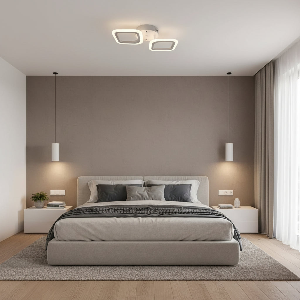 Lustra LED ERIKA 27W, 2 Patrate, lumina Neutra, Alb Lustre LED Aplicate Default Title Alessandro Design