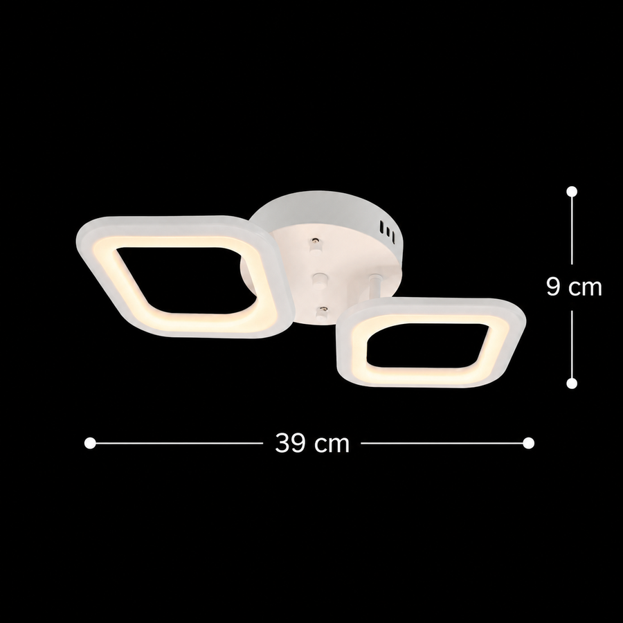 Lustre LED ERIKA 11W, 2 Carrés, Lumière Neutre, Blanc