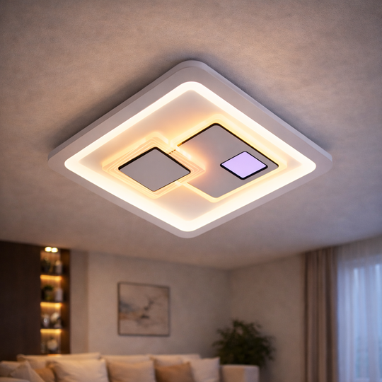 Lustre LED KEREN 33W, Carré, Lumière Froide/Chaude/Neutre 3000K/4000K/6000K, Lustres LED Blanc, Métal et Acrylique Default Title Alessandro Design