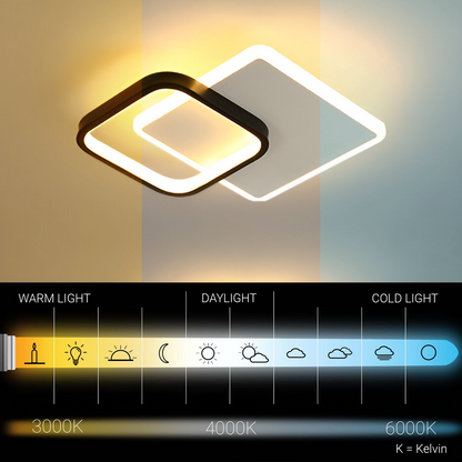 Lustre LED MARCELO 30W, Lumière Froide/Chaude/Neutre Noir Blanc