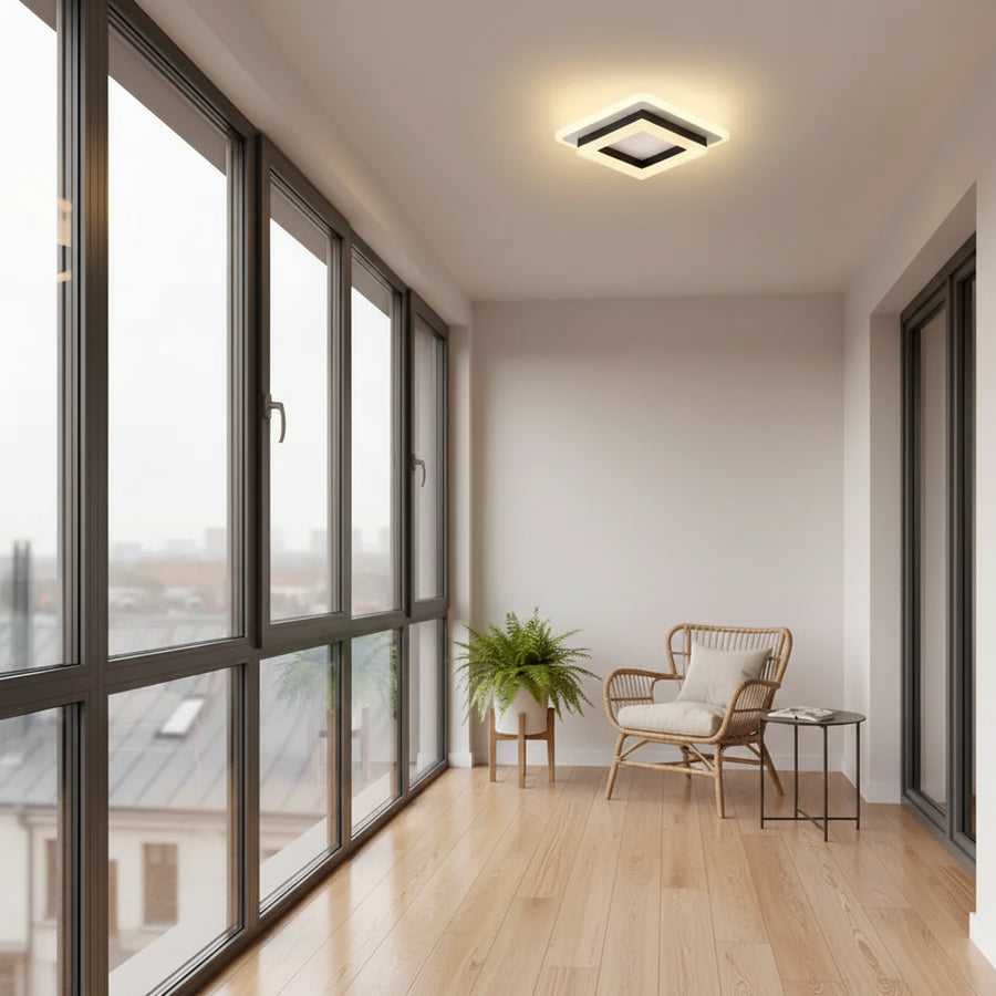 Lustre LED MODERNE 25W, Dimensions 19,5x19,5 cm, Carré, Lumière Froid/Chaud/Neutre, Lustres LED Noirs Titre par défaut Alessandro Design
