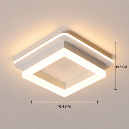 Lustre LED MODERNE 26W, Taille 19,5x19,5, Carré, Lumière Froide/Chaude/Neutre, Blanc